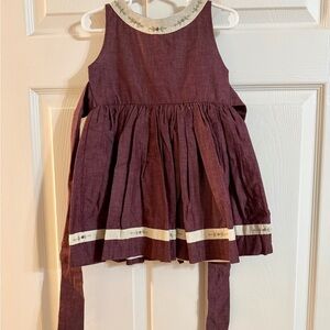 Well Dressed Wolf Maroon Berry Dress with Floral Accent 2T